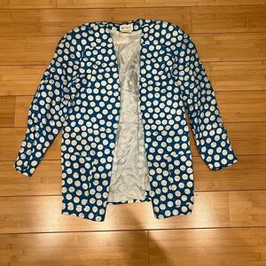 Julie Francis Blue and White Polka Dot Puffer Jacket